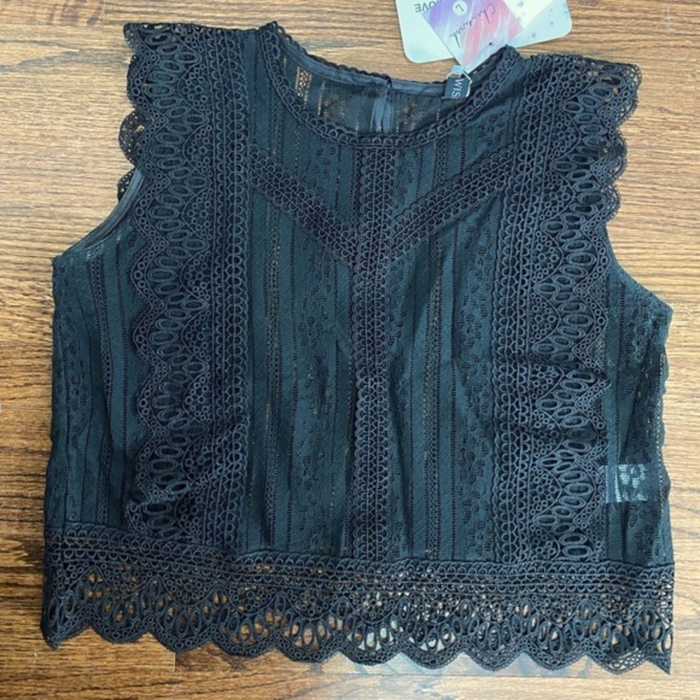 Chicwish Black Lace Top NWT